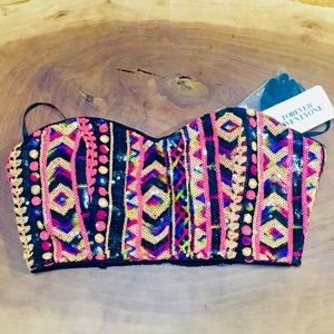 NWT Sequin Bra Bustier Crop Top Forever 21